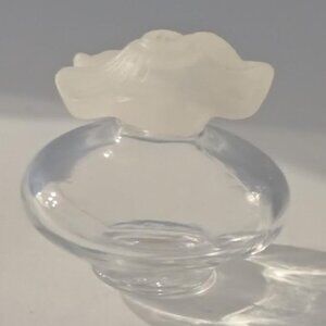 3 for $30 Vintage Clear Glass Perfume Bottle w/ Frosted Leaf Stopper - small